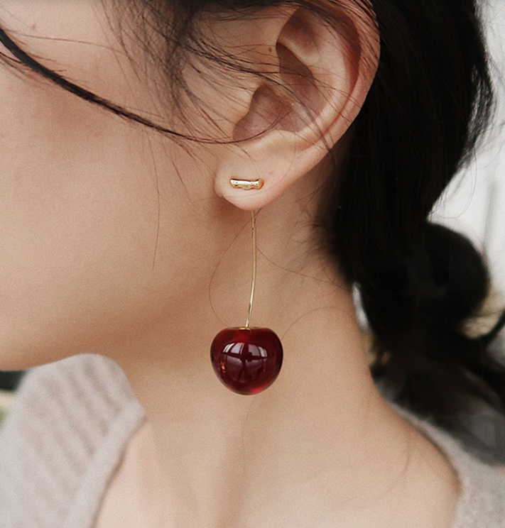 Sweet Cherry Dangle Earrings | Whimsical Fruit Jewelry